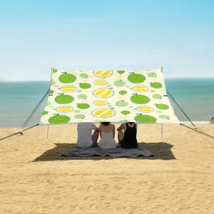 Cute Durian Fruits and Leaf Beach Camping Tent Sun Shelter for Whole Family, Beach Shade Canopy with UPF50  UV Protection,Easy Set Up and Carry,Outdoor Shade for Trips, Fishing, Backyard Fun Pi