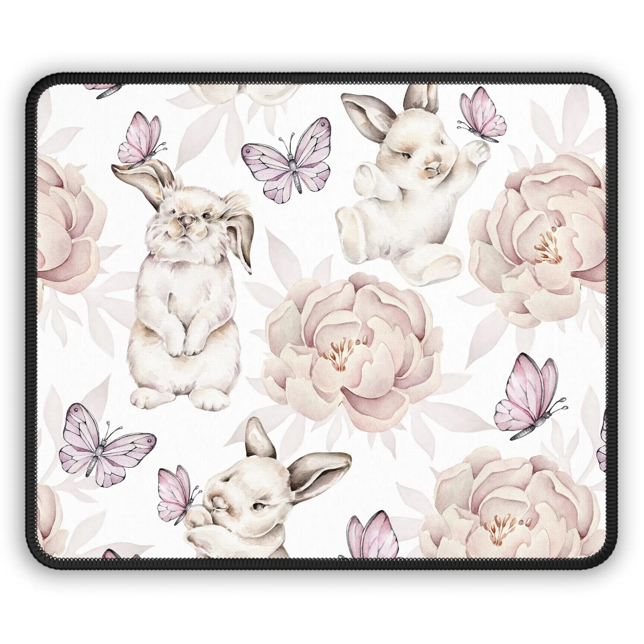 Cute Floral Bunny Gaming Mouse Pad - Perfect for Gamers and Bunny Lovers