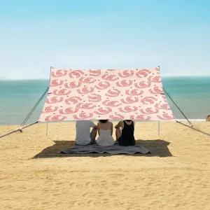 Cute Horseshoe Pattern Beach Canopy Tent Anti-UV & Wind Resistant, Camping Sun Shelter Easy Setup Portable,Outdoor Shade Tents with Sandbags,Sand Shovels,Ground Pegs & Stability Poles