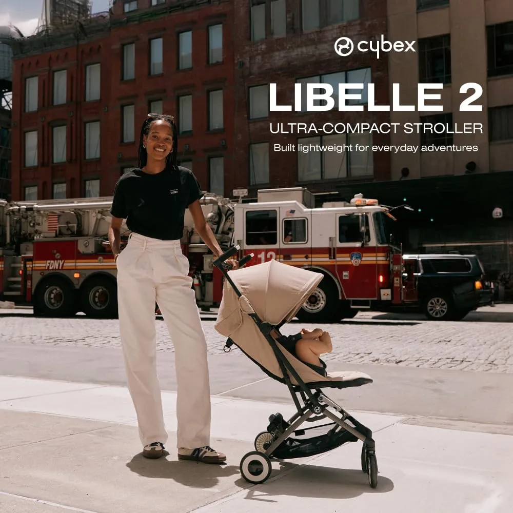 Cybex Libelle 2 Travel pockit Baby Stroller - Lightweight Carry-On Travel Stroller for Airplane with One-Hand Recline, Compatible with CYBEX Car Seats, Canvas White