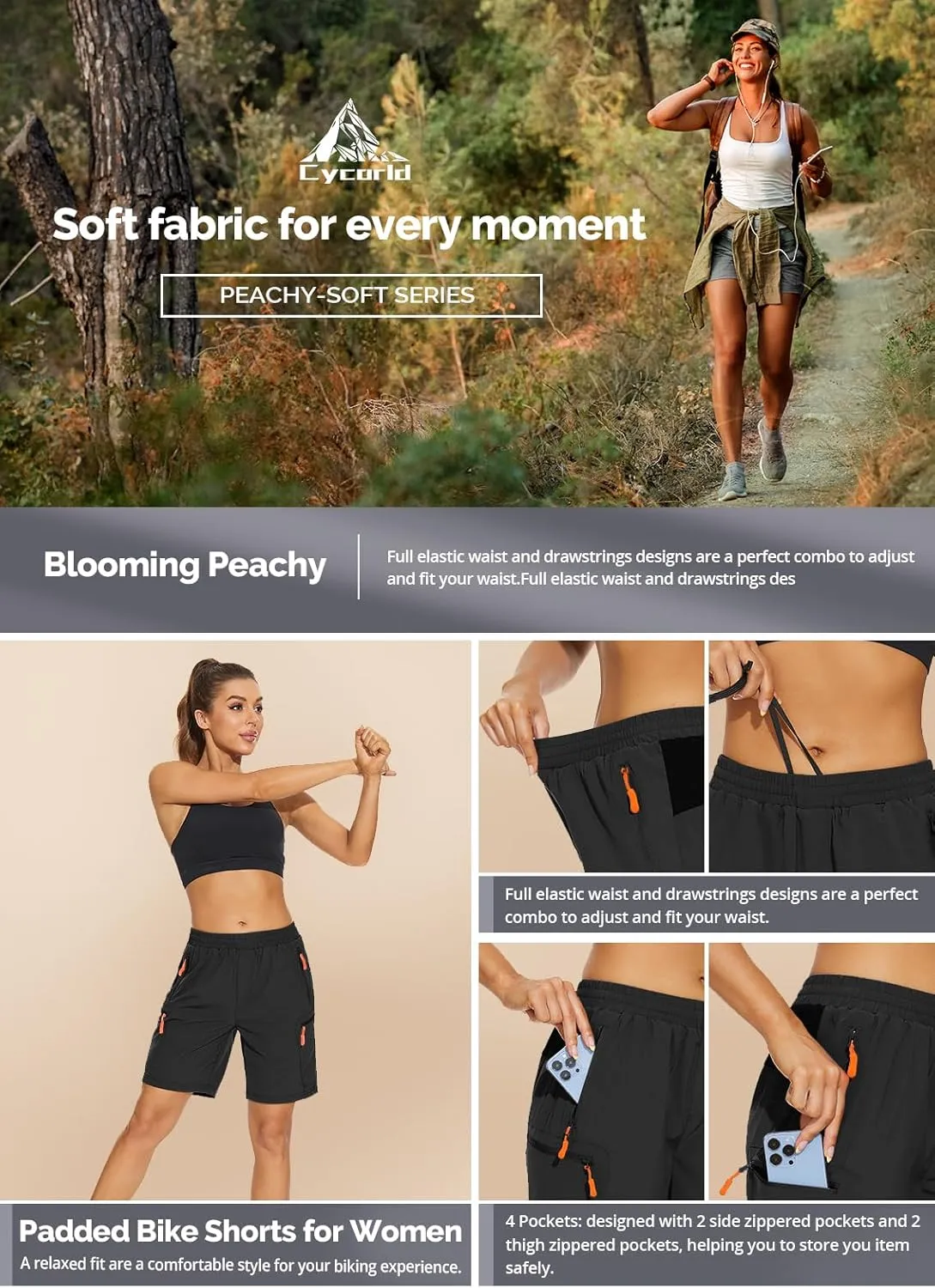 Cycorld Women's-Mountain-Bike-Shorts, Cycling Padded Biking Shorts with Pocket