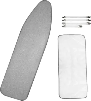 Dalykate 15x54 Ironing Board Cover and Pad with Elastic Edge and Scorch and Stain Resistant Thick Padding Ironing Board Covers 4 Fasteners and Protective Scorch Mesh Cloth