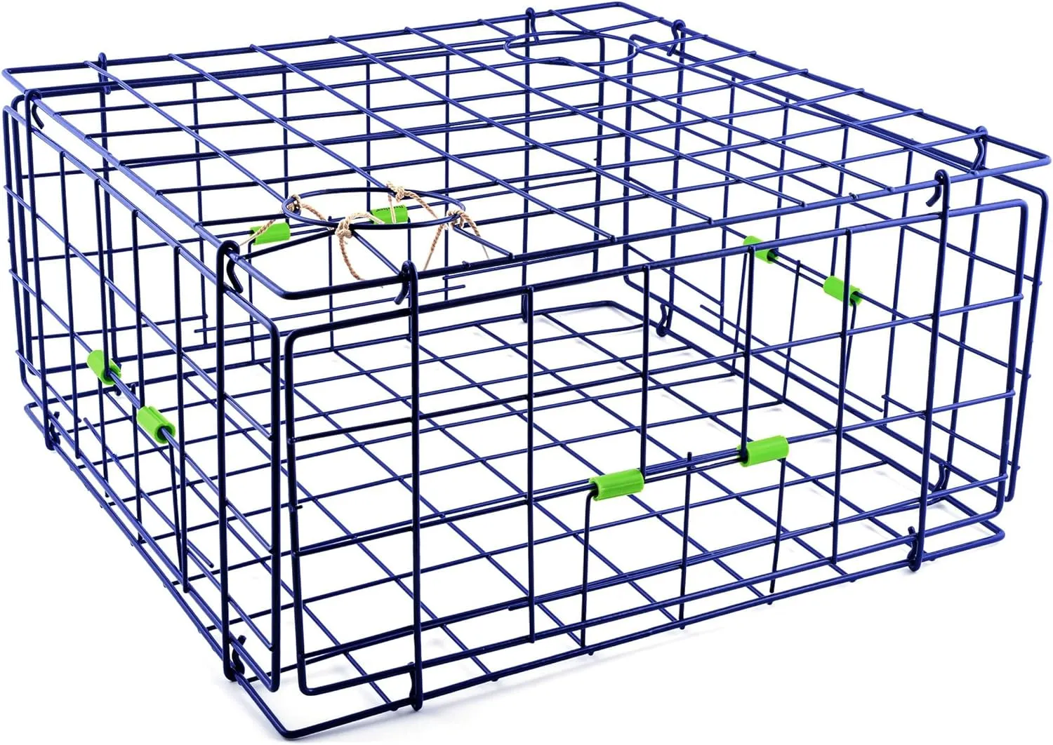 Danielson 24" Fold-Up Pacific Coast Crab Trap | Vinyl-Coated Steel Wire, Foldable, Easy Storage & Transport | 4 Entrance Doors & 2 Escape Rings | Blue