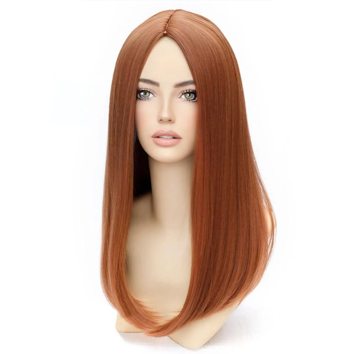 Dark Orange for Women Long Straight Orange Wig Ginger Wigs Auburn Wigs Heat Resistant Synthetic Hair