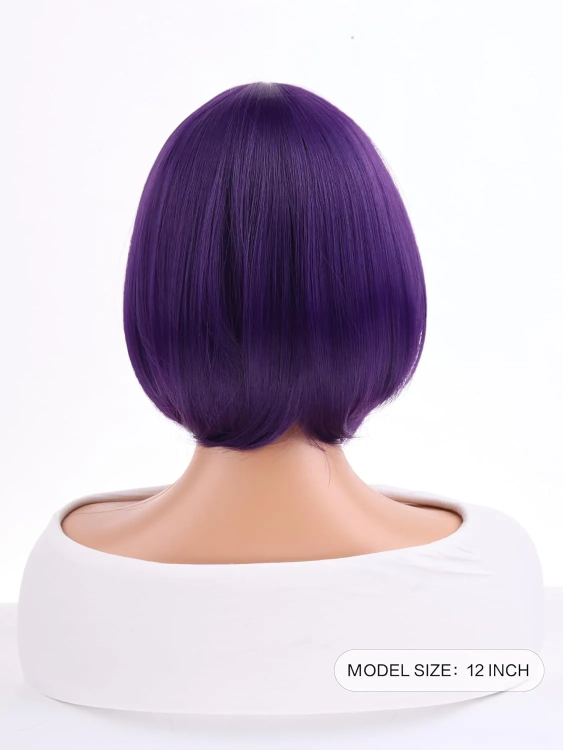 Dark Purple Bob Wig Short Straight Synthetic Purple Hair Wig for Women Girls Middle Part Wig Heat Resistant Synthetic Hair Wigs for Daily Use Cosplay Anime Wig With Wig Cap