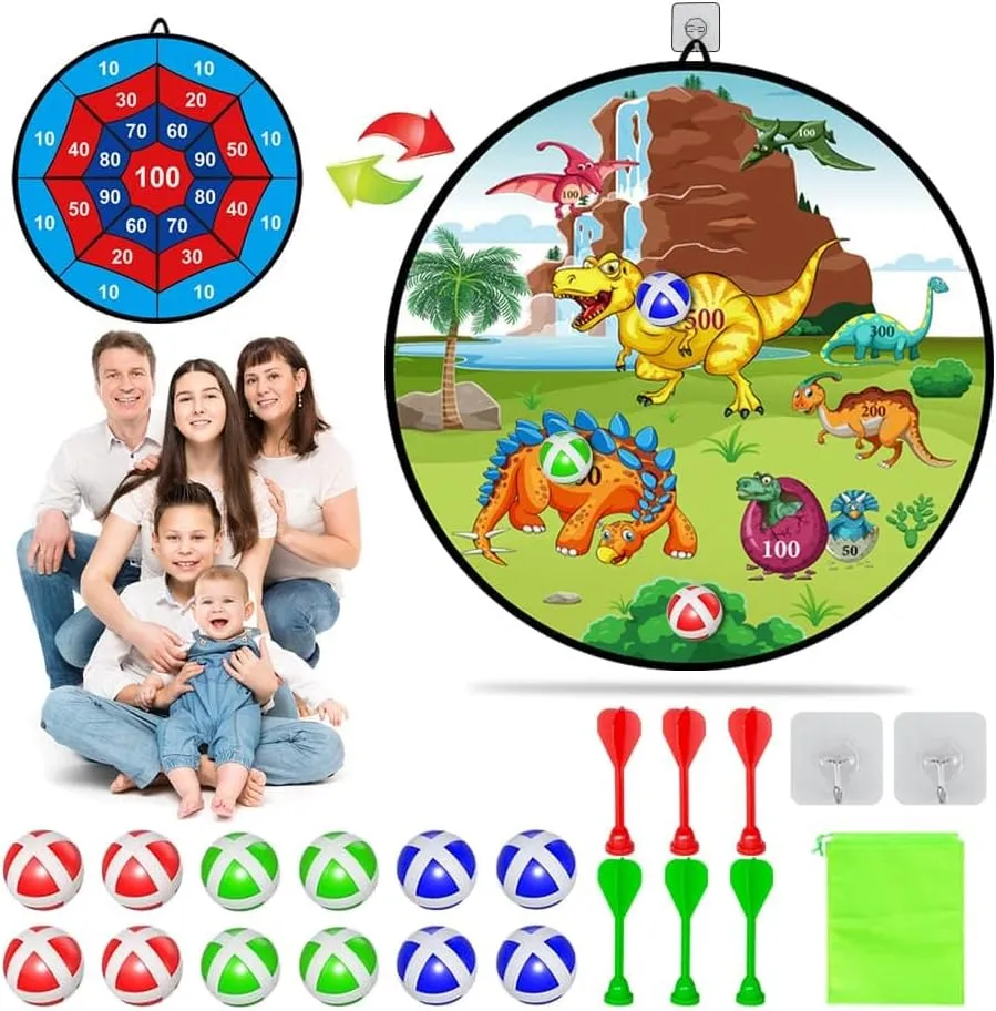 Dart Board for Kids Ages 4-8 - 29" Double-Sided Dart Board with Sticky Balls and Darts,Boys Toys for Ages 8-13,Valentines Day Gifts for 7 8 9 10 11 12 13 14 Year Old, Indoor/Outdoor Party Game Toys