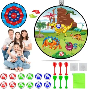 Dart Board for Kids Ages 4-8 - 29" Double-Sided Dart Board with Sticky Balls and Darts,Boys Toys for Ages 8-13,Valentines Day Gifts for 7 8 9 10 11 12 13 14 Year Old, Indoor/Outdoor Party Game Toys