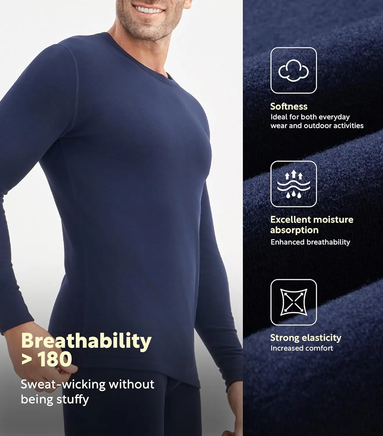 DAVID ARCHY Men’s Heavyweight Thermal Underwear for Extreme Cold, Perfect for Harsh Winter from -10°C to -5°C