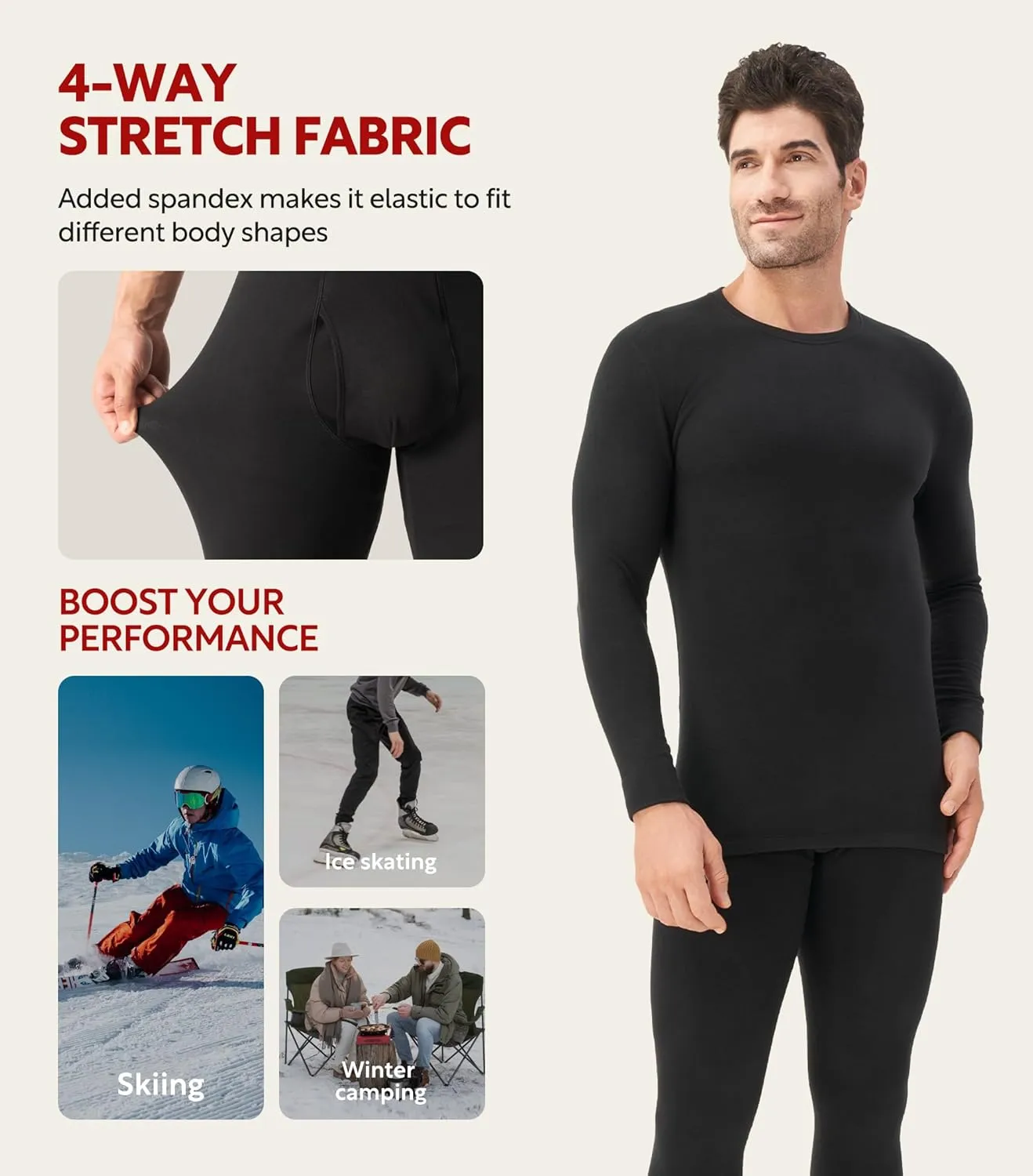DAVID ARCHY Men’s Heavyweight Thermal Underwear for Extreme Cold, Perfect for Harsh Winter from -10°C to -5°C