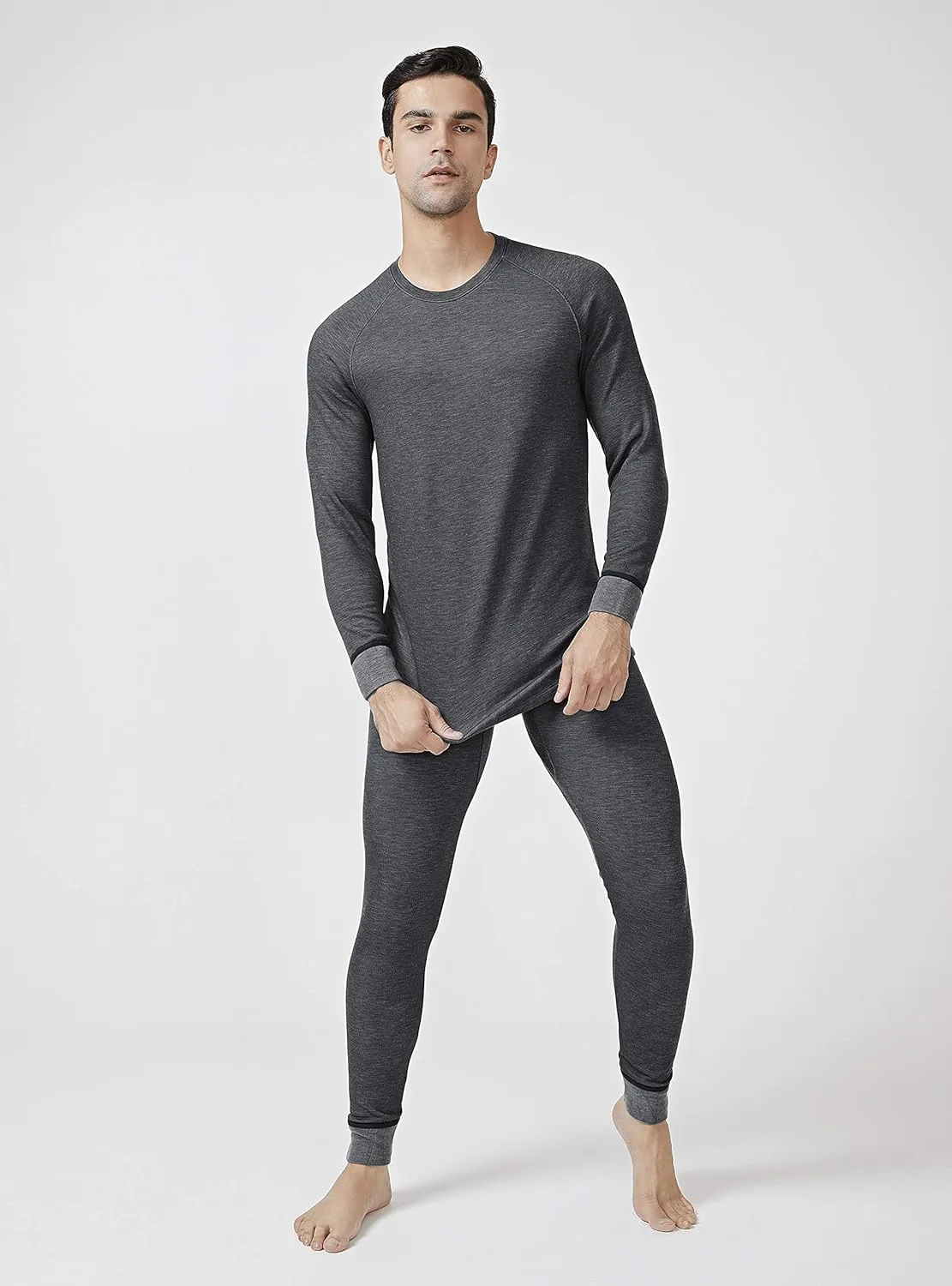 DAVID ARCHY Men's Thermal Underwear Set Winter Warm Base Layers Thermal Top and Bottoms Long Johns Set