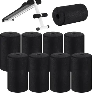 Deekin 8 Pieces Foam Foot Pads Rollers Set High Density Foam Roller for Gym Exercise Machines Equipment Replacements Exercise Massage Muscle Recovery, 6.3" x 3.4" OD x 0.87" ID