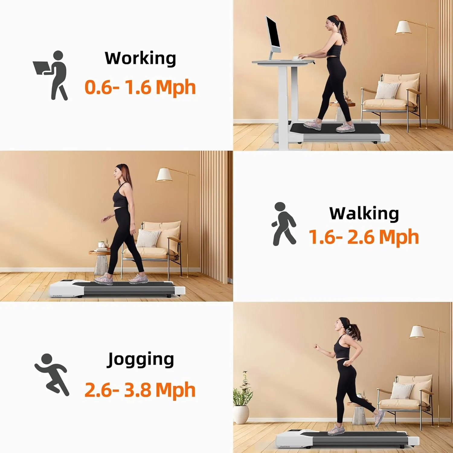 DeerRun 2025 Upgrade Walking Pad, Smart Under Desk Treadmill for Home Office, No-Assembly Treadmills with APP and Remote Control, LED Display, 2.5 HP Quiet Walking Jogging Machine, 300 lbs Capacity