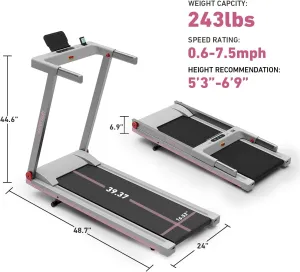 DeerRun Treadmills for Home, 3.5HP Folding Treadmill with Incline, 350 LBS Weight Capacity, Compact Portable Treadmill for Small Space Walking Jogging Running