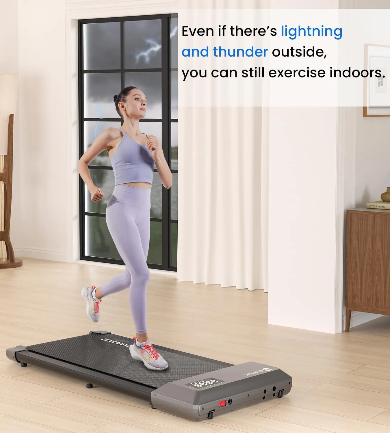 DeerRun Walking Pad 2 in 1 Under Desk Treadmill, 2.5HP Low Noise Walking Pad Running Jogging Machine with Remote Control for Home Office, Lightweight Portable Desk Treadmill Installation Free