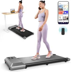 DeerRun Walking Pad 2 in 1 Under Desk Treadmill, 2.5HP Low Noise Walking Pad Running Jogging Machine with Remote Control for Home Office, Lightweight Portable Desk Treadmill Installation Free
