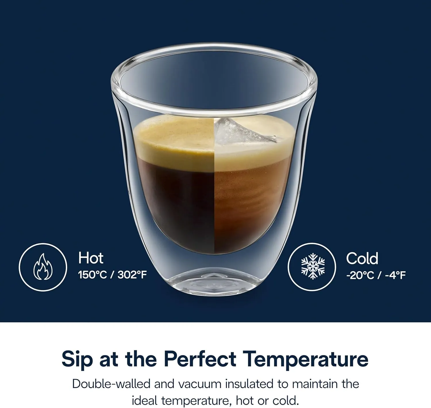 DeLonghi 3oz Espresso Double Wall Thermal Glasses, Set of 2