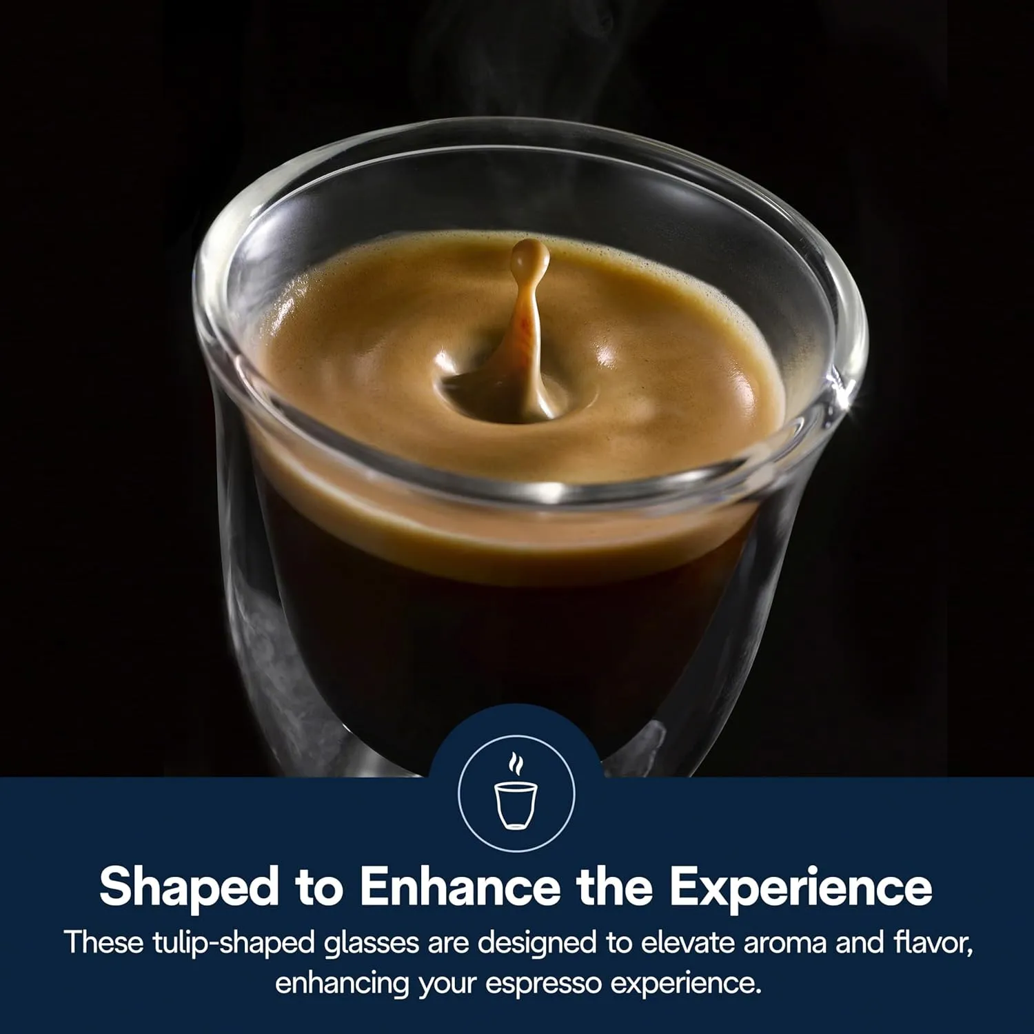 DeLonghi 3oz Espresso Double Wall Thermal Glasses, Set of 2