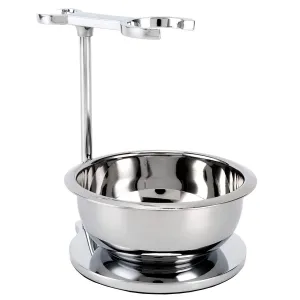 Deluxe Heavyweight Shaving Brush Razor Stand with Unbreakable Stainless Steel Shaving Bowl Set,Compatible with Gillette Fusion and Mach 3,Double Edge Safety Razor,Cartridge Razor