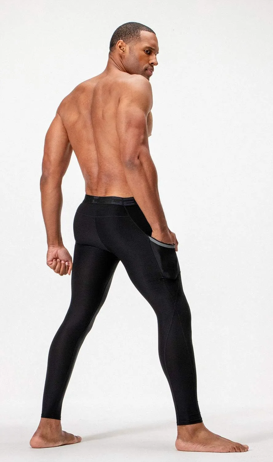 DEVOPS 2 or 3 Pack Men's Compression Pants Athletic Leggings with Pocket/Non-Pocket