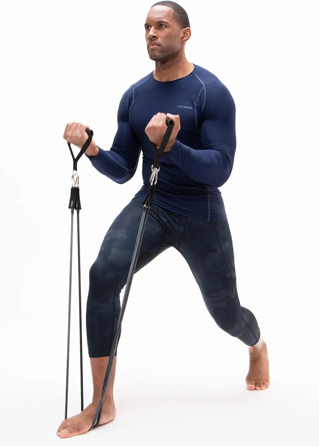 DEVOPS 2 Pack Men's 3/4 Compression Pants Athletic Leggings with Pocket