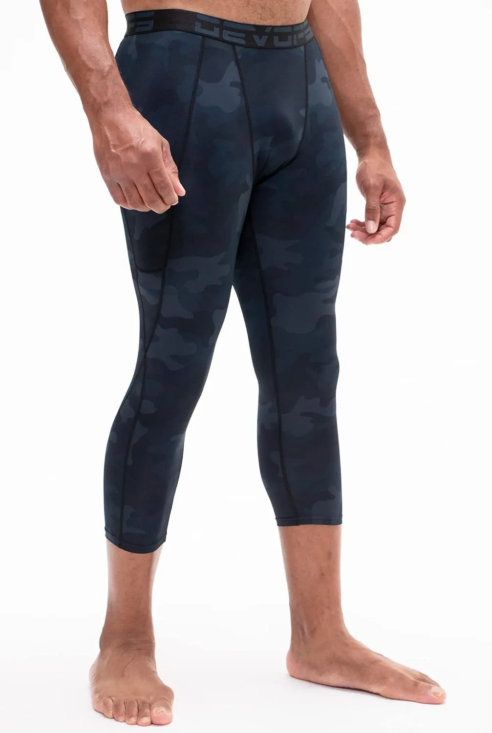 DEVOPS 2 Pack Men's 3/4 Compression Pants Athletic Leggings with Pocket