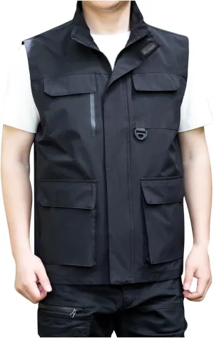 Dgoopd Lightweight Vest for Men Sleeveless Quick Dry Summer Outdoor Utility Work Hiking Jacket Vests with Multi Pockets