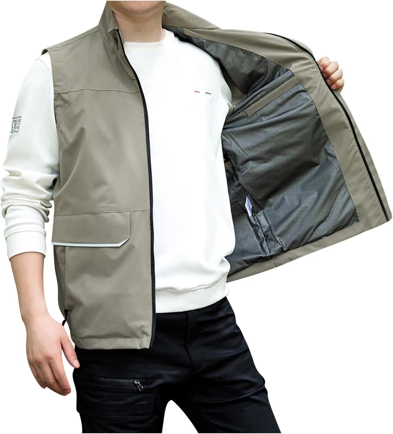 Dgoopd Mesh Utility Vest for Men Sleeveless Lightweight Quick Dry Outdoor Summer Fishing Jacket Vests with Multi Pockets