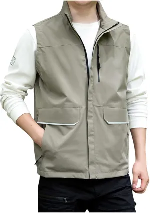 Dgoopd Mesh Utility Vest for Men Sleeveless Lightweight Quick Dry Outdoor Summer Fishing Jacket Vests with Multi Pockets