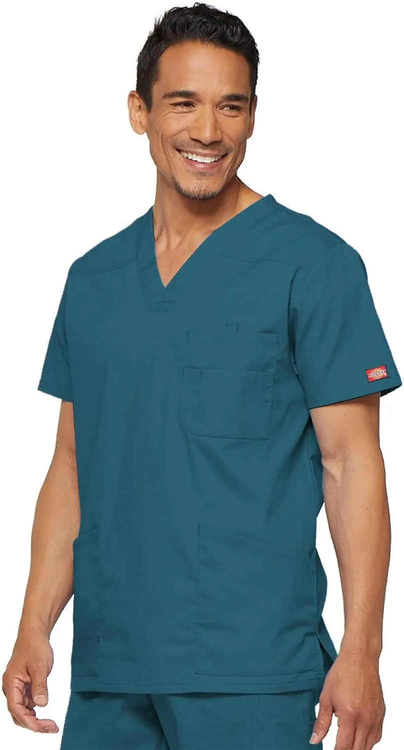 Dickies EDS Signature Scrubs for Men, Multi-Pocket V-Neck Scrub Top in Soft Brushed Poplin 81906
