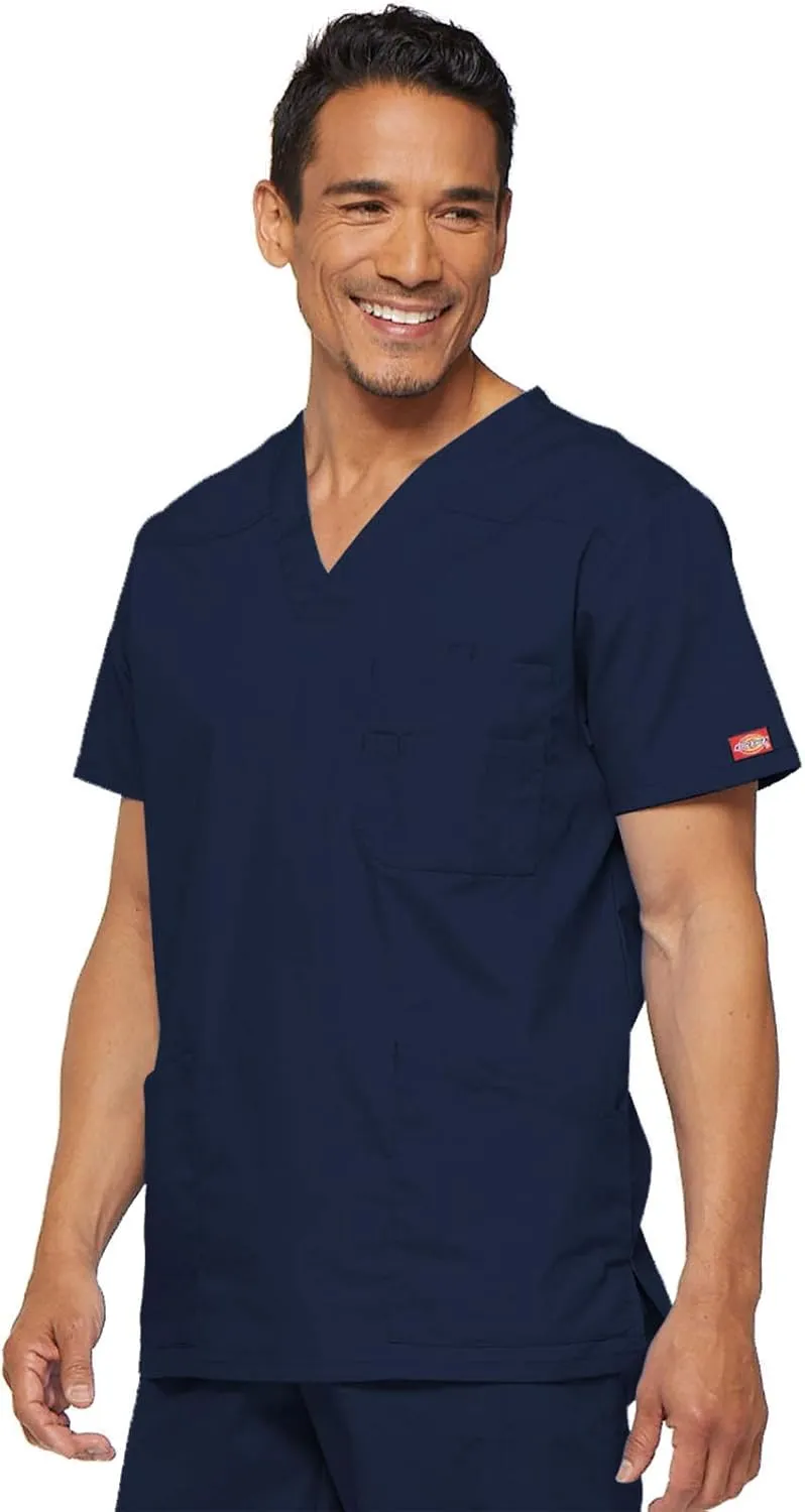 Dickies EDS Signature Scrubs for Men, Multi-Pocket V-Neck Scrub Top in Soft Brushed Poplin 81906