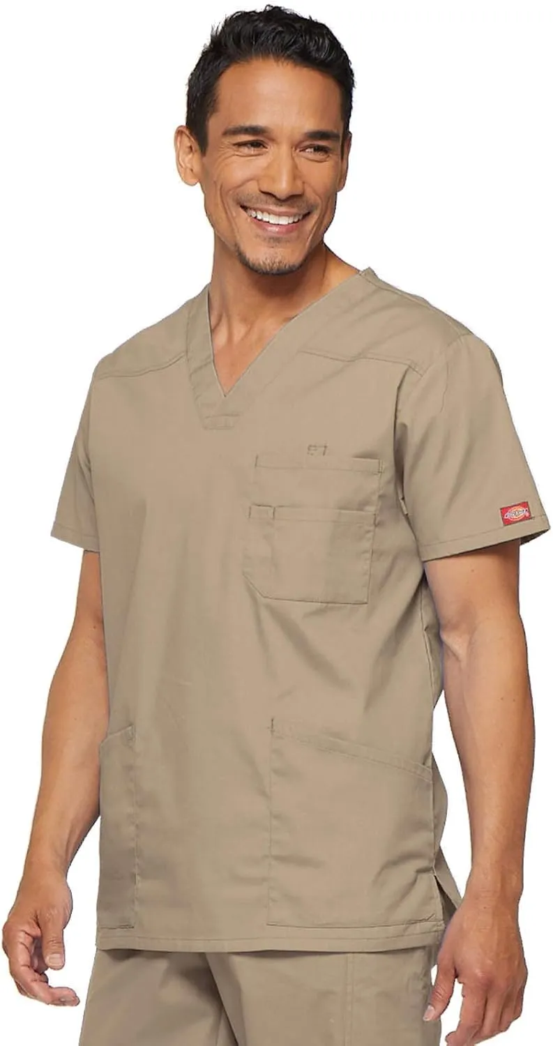 Dickies EDS Signature Scrubs for Men, Multi-Pocket V-Neck Scrub Top in Soft Brushed Poplin 81906