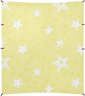 Different Stars Baby Yellow White Foldable Beach Tent UPF50  Protection Water-Resistant Sun Shelter with Sandbags and Shovel for Camping, Fishing, Backyard Fun
