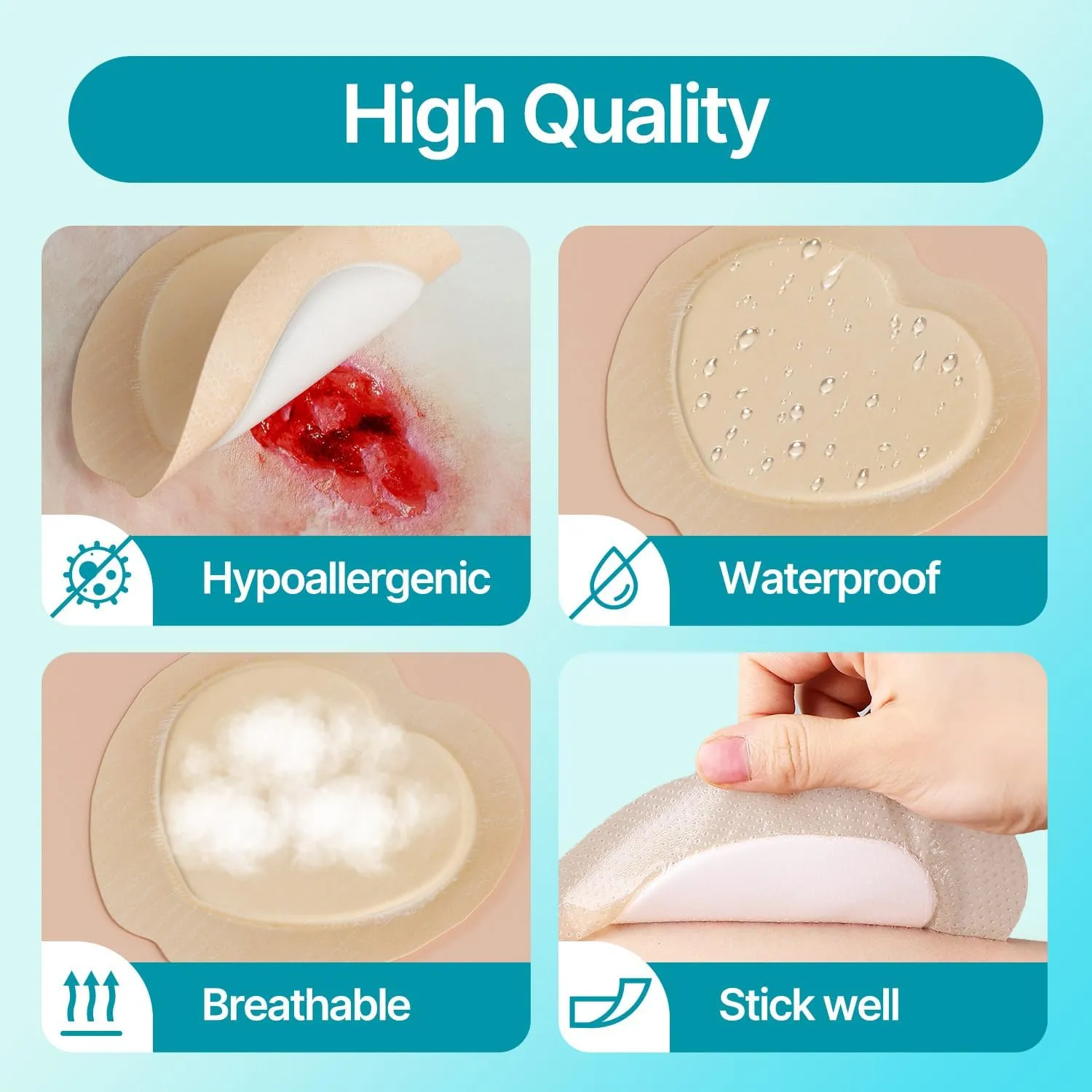 Dimora Sacrum Foam Wound Dressing (20 Packs)- Silicone Foam Bandages Adhesive Border 7"x7", Absorbent Sacral Pads Waterproof Breathable Bed Sore Pressure Dressing FSA HSA Approved