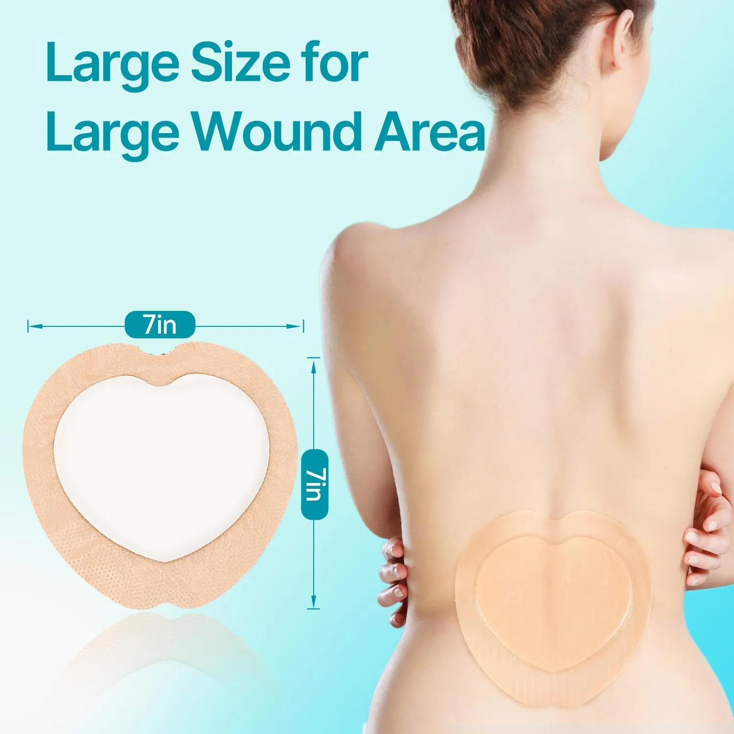 Dimora Sacrum Foam Wound Dressing (20 Packs)- Silicone Foam Bandages Adhesive Border 7"x7", Absorbent Sacral Pads Waterproof Breathable Bed Sore Pressure Dressing FSA HSA Approved