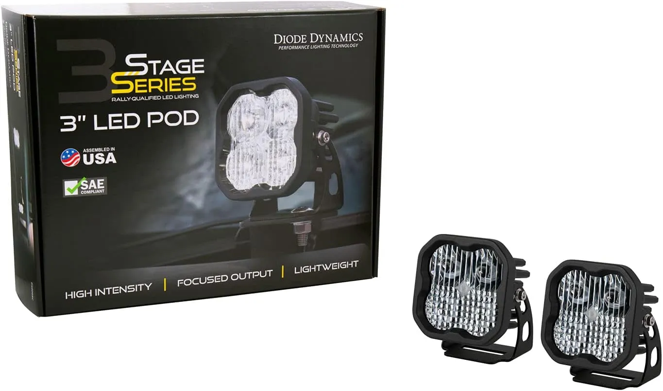 Diode Dynamics Stage Series SS3 Backlit Ditch Light Kit compatible with Ford Bronco 2021-2025, White Combo