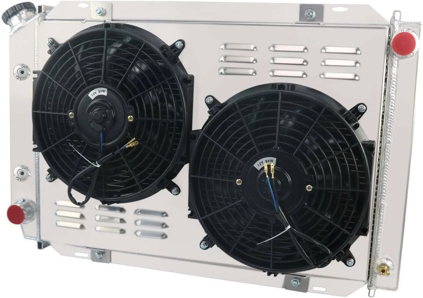 Direct Aluminum Radiator Compatible for 1980-1993 Ford Mustang GT/LX Foxbody 5.0L 2.3L Automatic/Manual Performance Cooling 3-Core 1988 1989 1987 (3-Row Radiator Fans Set)