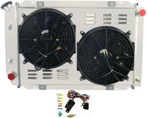 Direct Aluminum Radiator Compatible for 1980-1993 Ford Mustang GT/LX Foxbody 5.0L 2.3L Automatic/Manual Performance Cooling 3-Core 1988 1989 1987 (3-Row Radiator Fans Set)