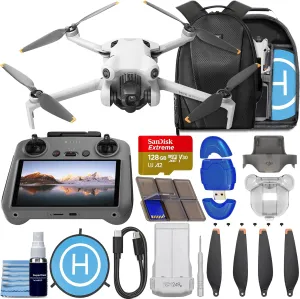 DJI Mini 4 Pro Drone with RC 2 Controller (Screen) - Foldable, 4K HDR Video, 34 Mins Flight Time, Omnidirectional Vision Sensing - Bundle with 128GB Card, Landing Pad   More