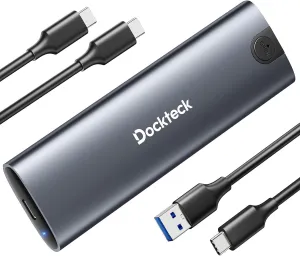 dockteck M.2 NVMe SATA SSD Enclosure, Tool-Free 10Gbps USB 3.2 Gen 2 NVMe to USB Adapter Case for SSDs 2230/2242/2260/2280, External SSD Reader Supports M-Key/B M Key and UASP