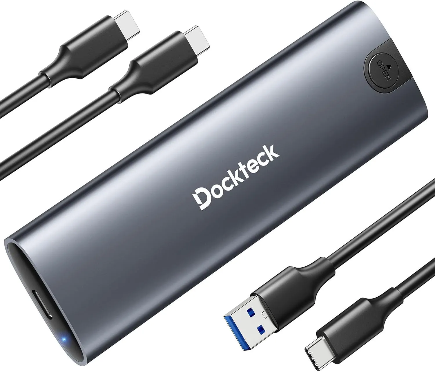 dockteck M.2 NVMe SATA SSD Enclosure, Tool-Free 10Gbps USB 3.2 Gen 2 NVMe to USB Adapter Case for SSDs 2230/2242/2260/2280, External SSD Reader Supports M-Key/B M Key and UASP