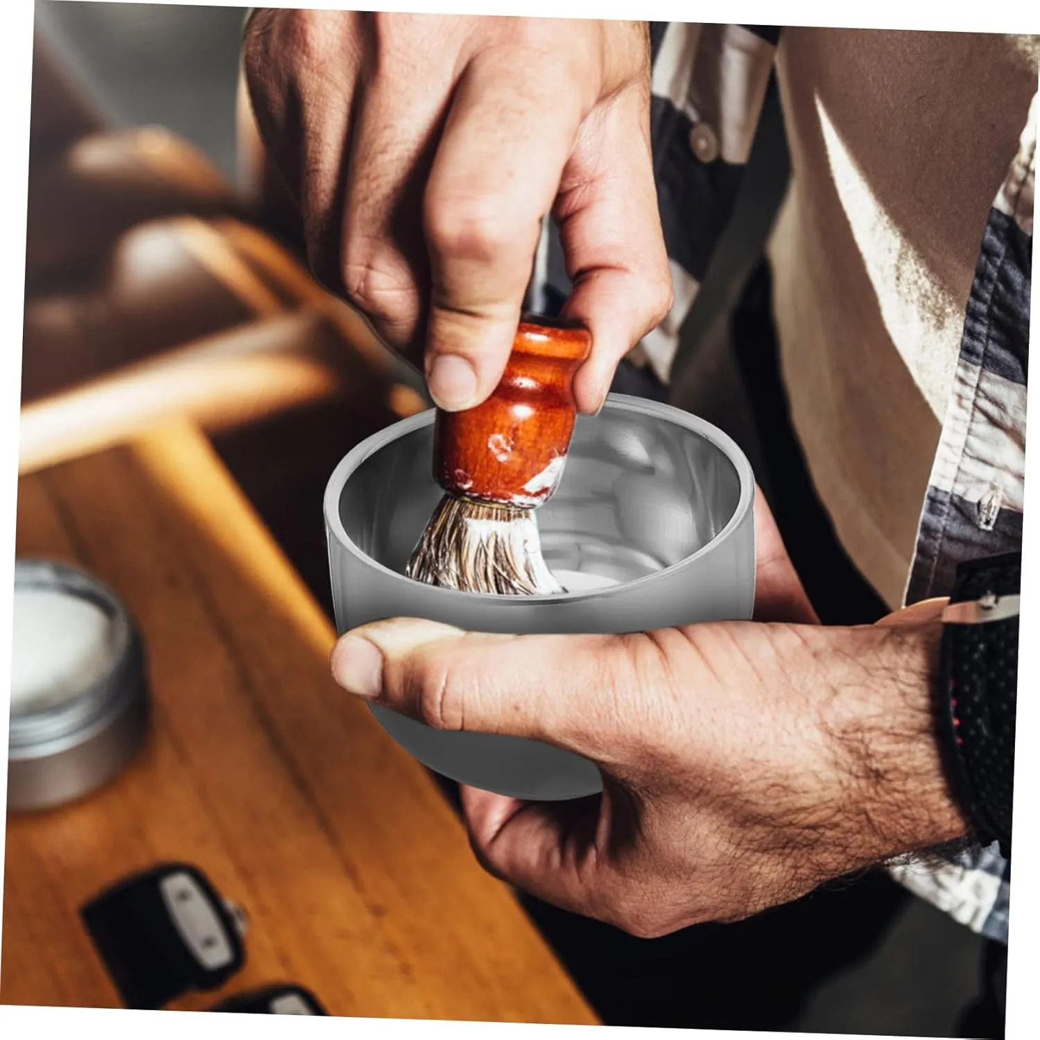 DOITOOL Shave Soap Men Stainless Steel Shaving Cup 4pcs Shaving Cream Foaming Bowl Foam Bowl Major Man Men Shaving Bowl Shaving Bowl Kit