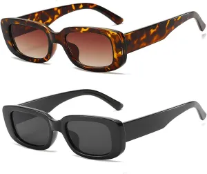 Dollger Rectangle Sunglasses for Women Men Trendy Retro Fashion Sunglasses UV 400 Protection Square Fram