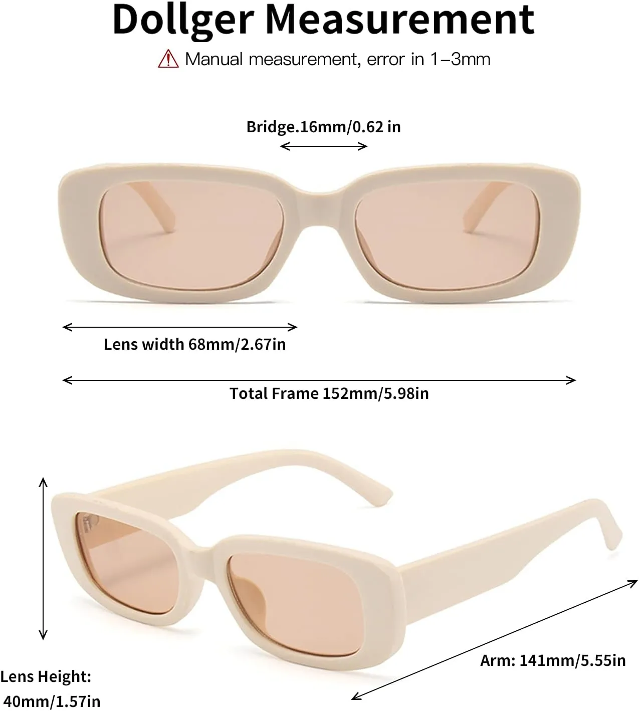 Dollger Rectangle Sunglasses for Women Men Trendy Retro Fashion Sunglasses UV 400 Protection Square Fram