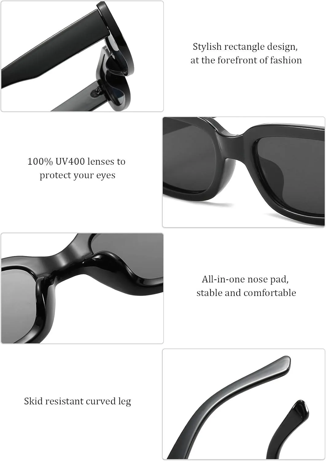 Dollger Rectangle Sunglasses for Women Men Trendy Retro Fashion Sunglasses UV 400 Protection Square Fram