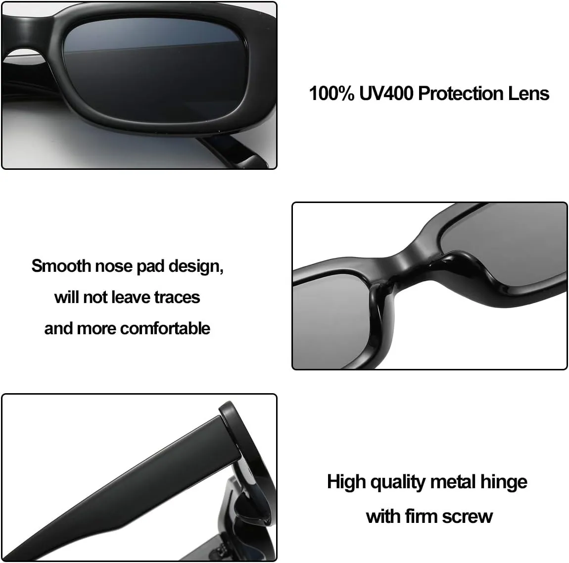 Dollger Rectangle Sunglasses for Women Men Trendy Retro Fashion Sunglasses UV 400 Protection Square Fram