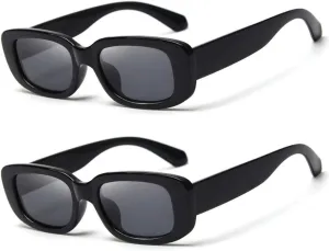 Dollger Rectangle Sunglasses for Women Men Trendy Retro Fashion Sunglasses UV 400 Protection Square Fram