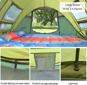Dome Camping-Tents 3-4 Person Windproof Family Tent Portable Waterproof Tents for Camping Backpacking Hiking Outdoor Music Festivals Brown