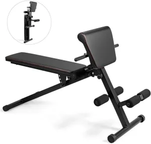 DORTALA Foldable Multi-functional Stretching Bench, Adjustable Sit-up Abdominal Muscle Plate Strength Training Chair w/Adjustable Height, Suitable for Whole Body Exercise (Black)