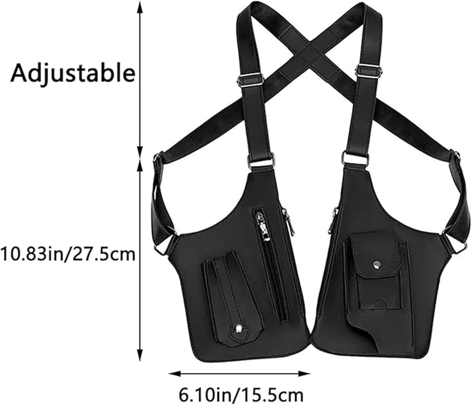 Double Shoulder Armpit Bag, Armpit Bag for Men, Double Shoulder Strap Multi-Pocket Outdoor Anti-Theft Bag
