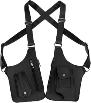 Double Shoulder Armpit Bag, Armpit Bag for Men, Double Shoulder Strap Multi-Pocket Outdoor Anti-Theft Bag
